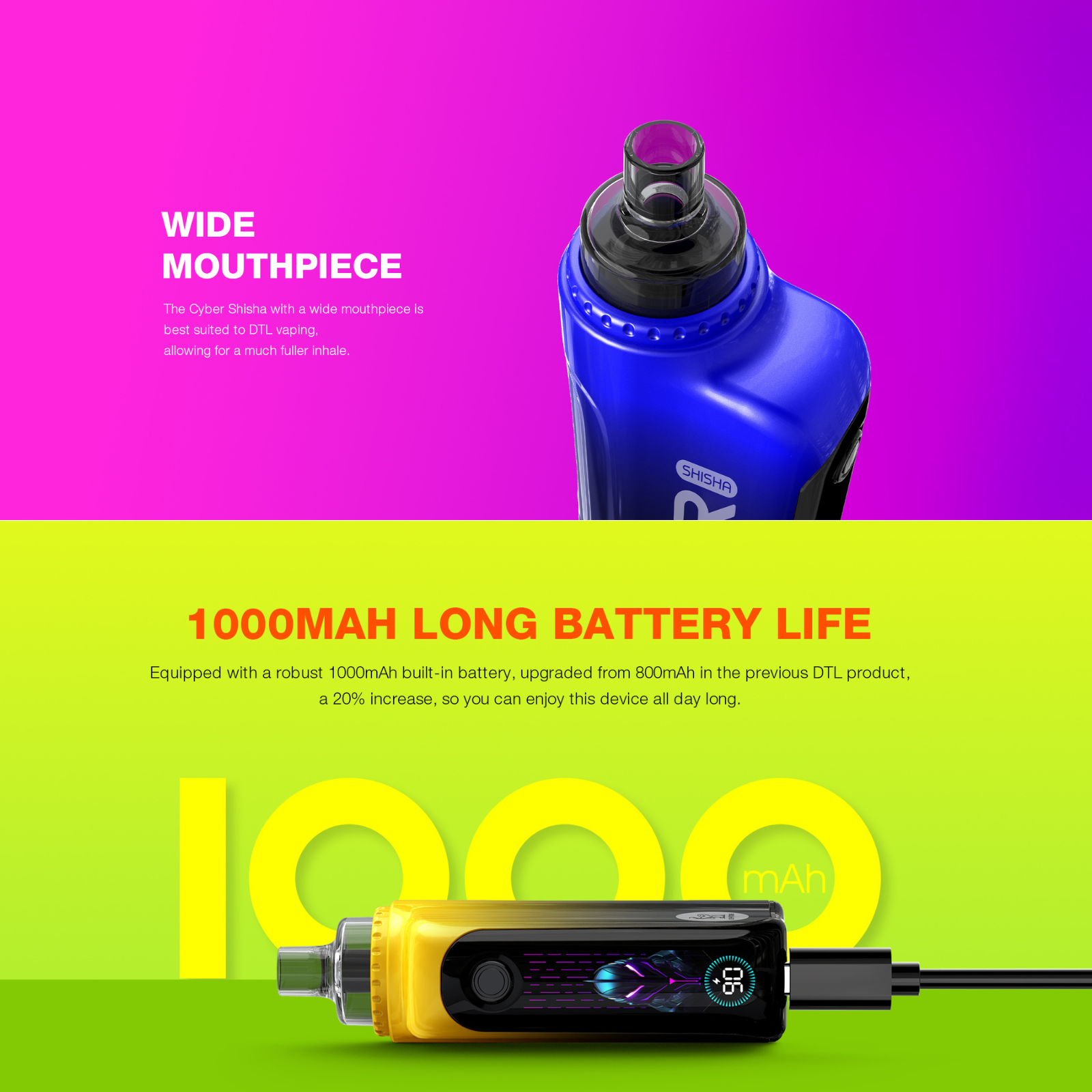 Keystone Cyber DTL Hookah Shisha 30000 Puffs Dynamic Screen Disposable Vape  1% 10mg NIC