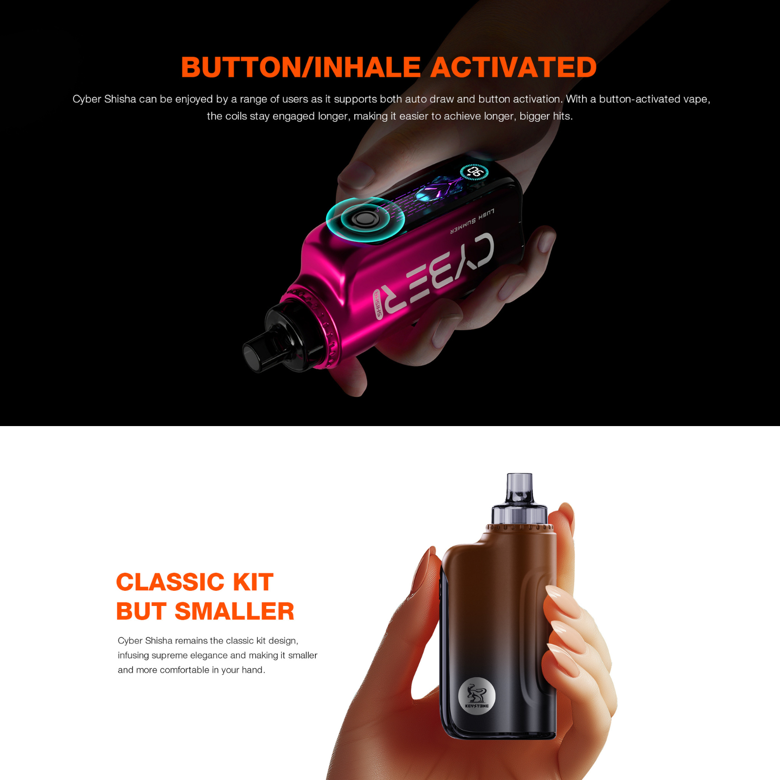Keystone Cyber DTL Hookah Shisha 30000 Puffs Dynamic Screen Disposable Vape  1% 10mg NIC