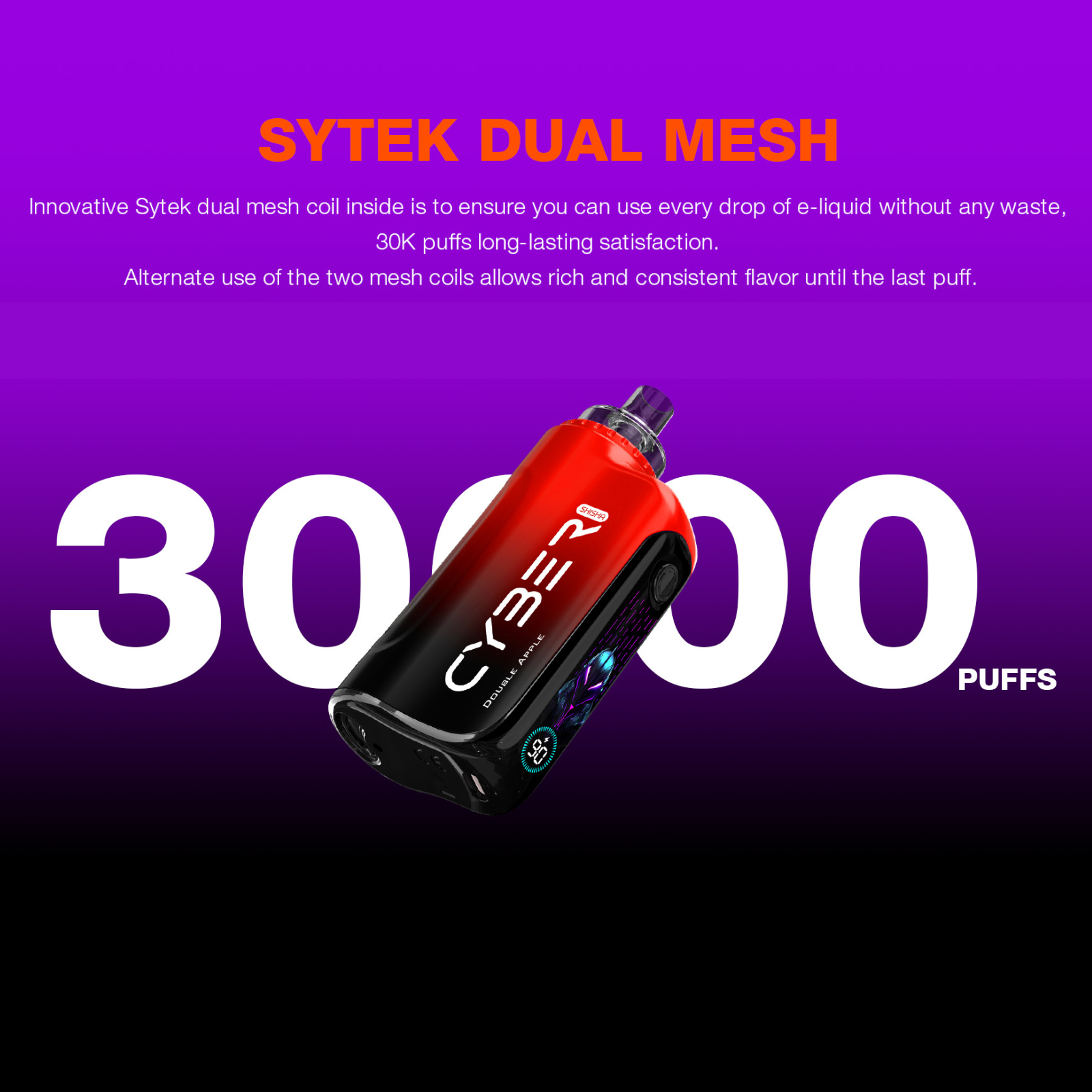 Keystone Cyber DTL Hookah Shisha 30000 Puffs Dynamic Screen Disposable Vape  1% 10mg NIC