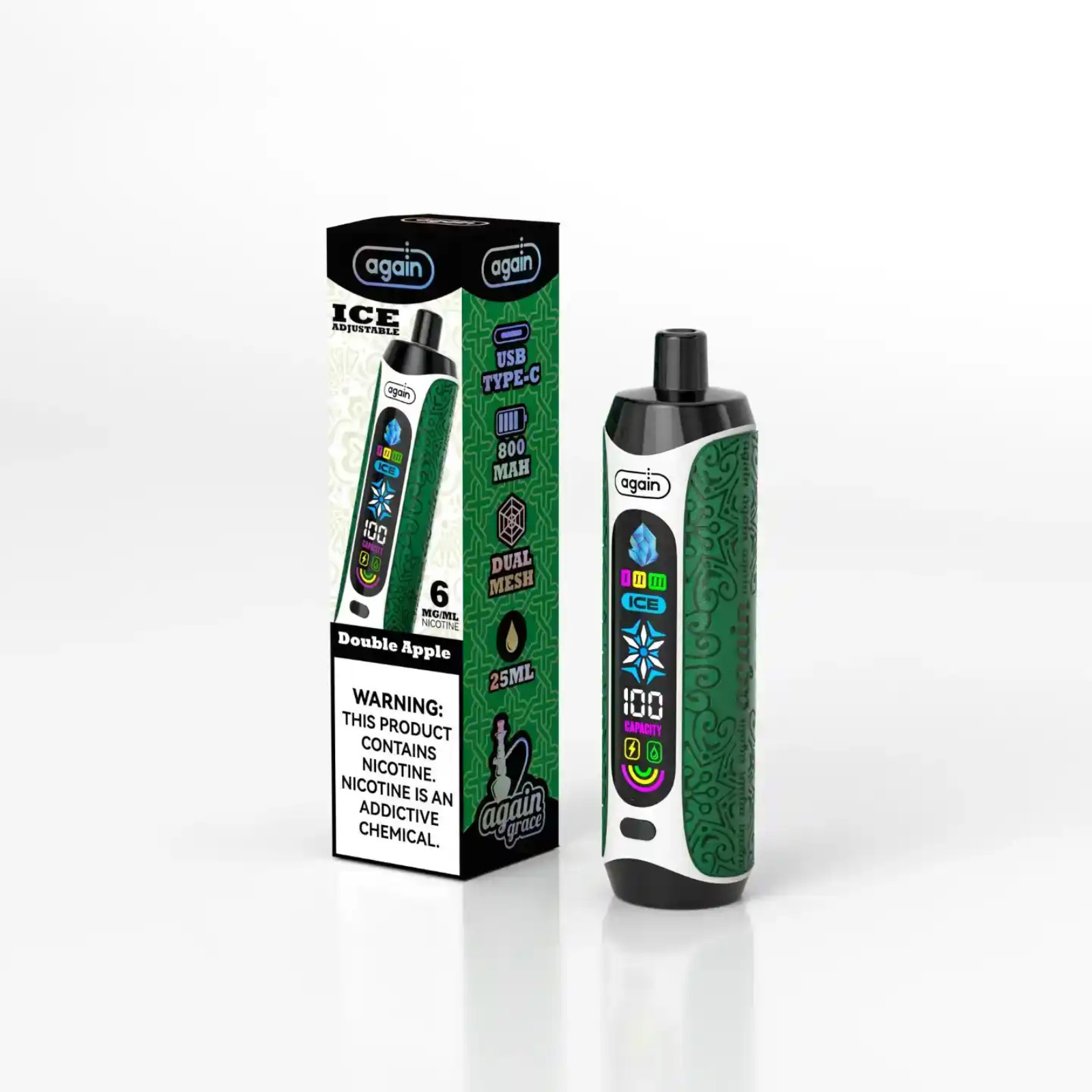 Again Grace 25000 Puffs Ice Control & Display Screen Disposable Vape 0.6% 6mg Nic