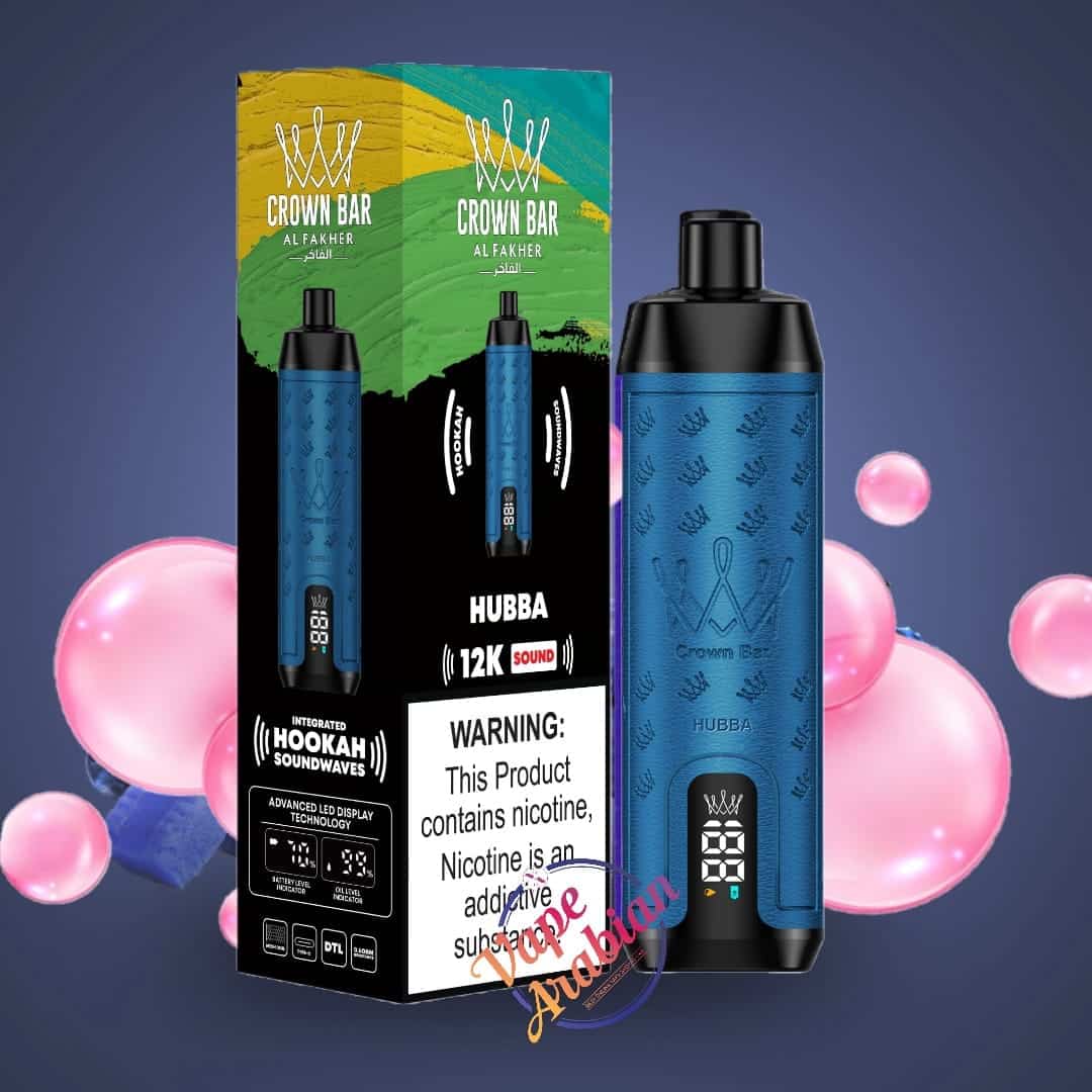 Al Fakher Crown Bar Shisha DTL 12000 Puffs Disposable Vape With Sound 0.5% 5mg Nic 9 Flavors