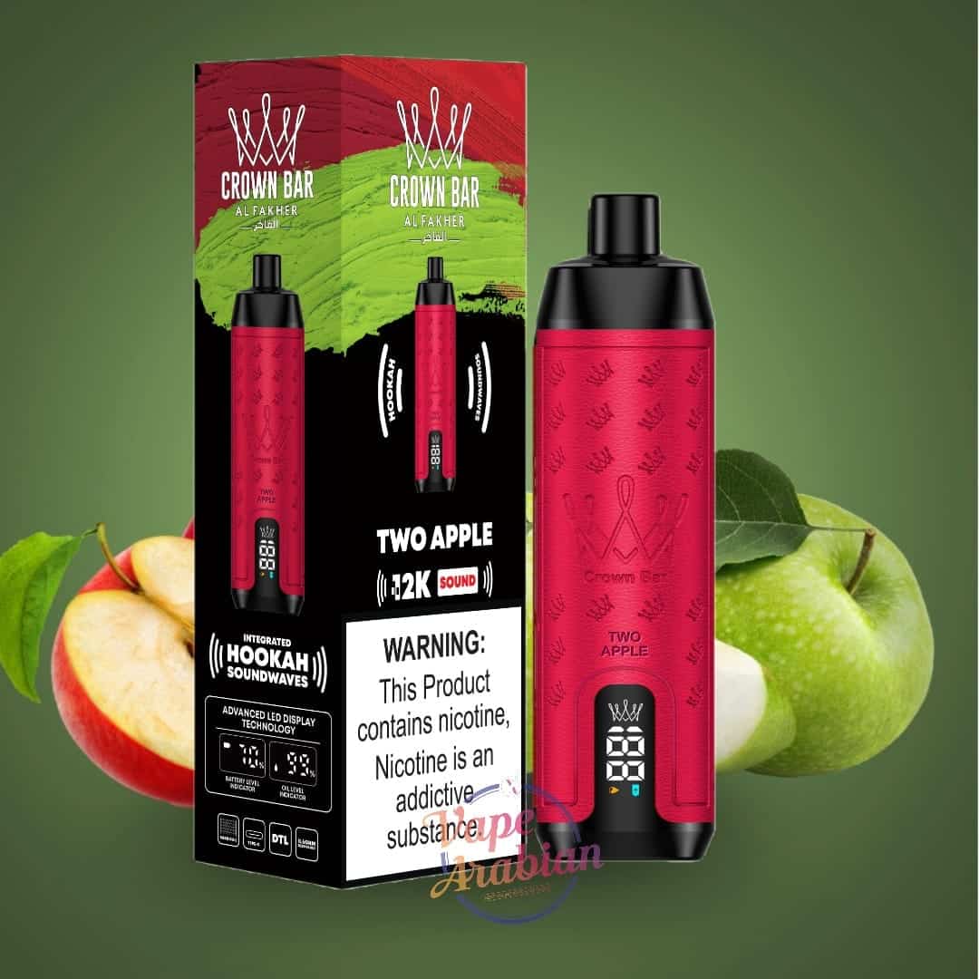 Al Fakher Crown Bar Shisha DTL 12000 Puffs Disposable Vape With Sound 0.5% 5mg Nic 9 Flavors
