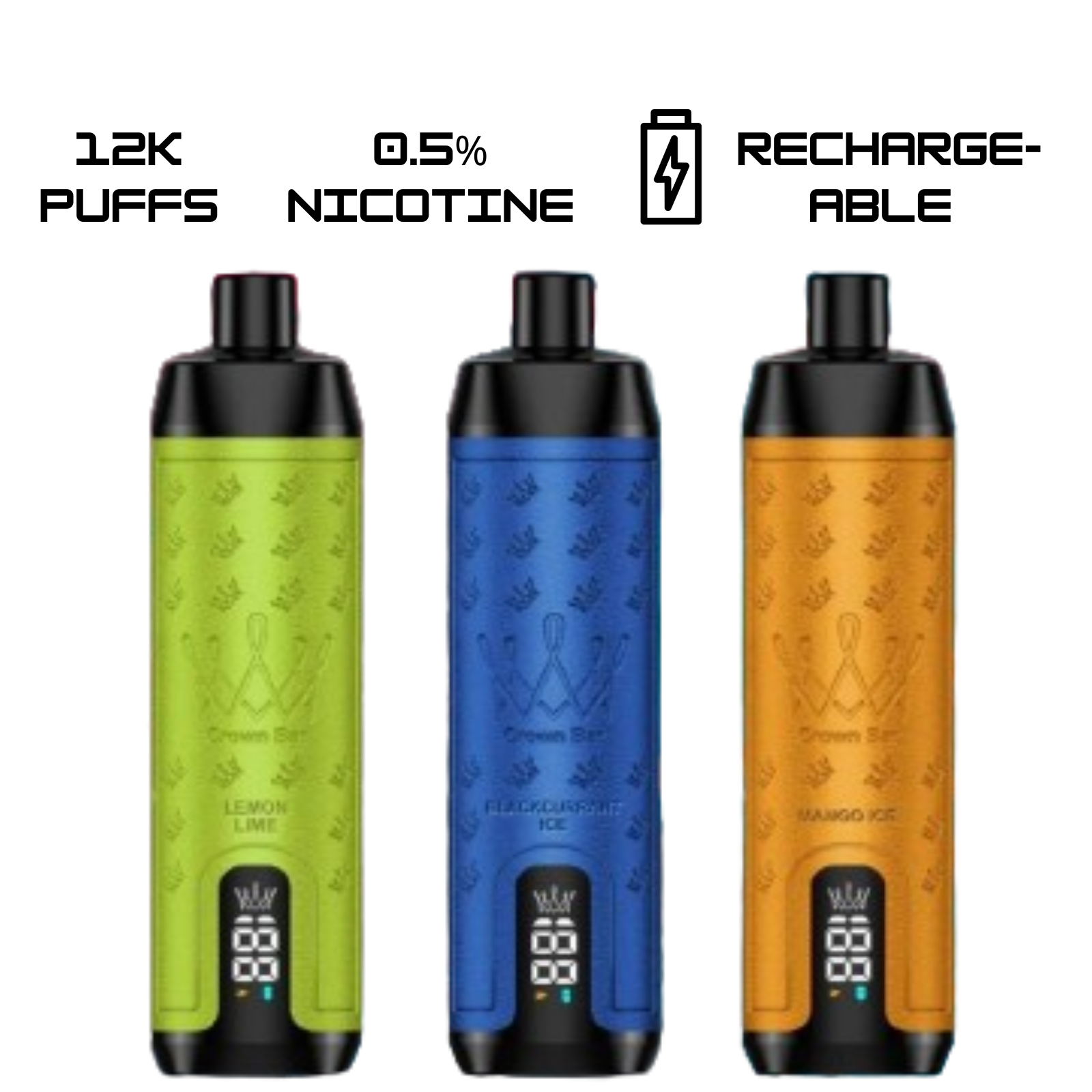 Al Fakher Crown Bar Shisha DTL 12000 Puffs Disposable Vape With Sound 0.5% 5mg Nic 9 Flavors