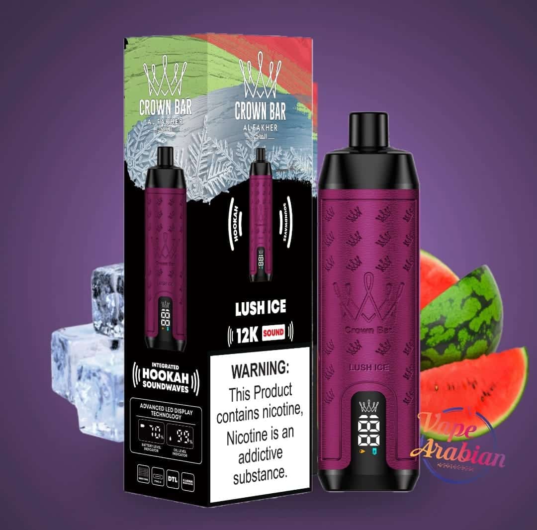 Al Fakher Crown Bar Shisha DTL 12000 Puffs Disposable Vape With Sound 0.5% 5mg Nic 9 Flavors