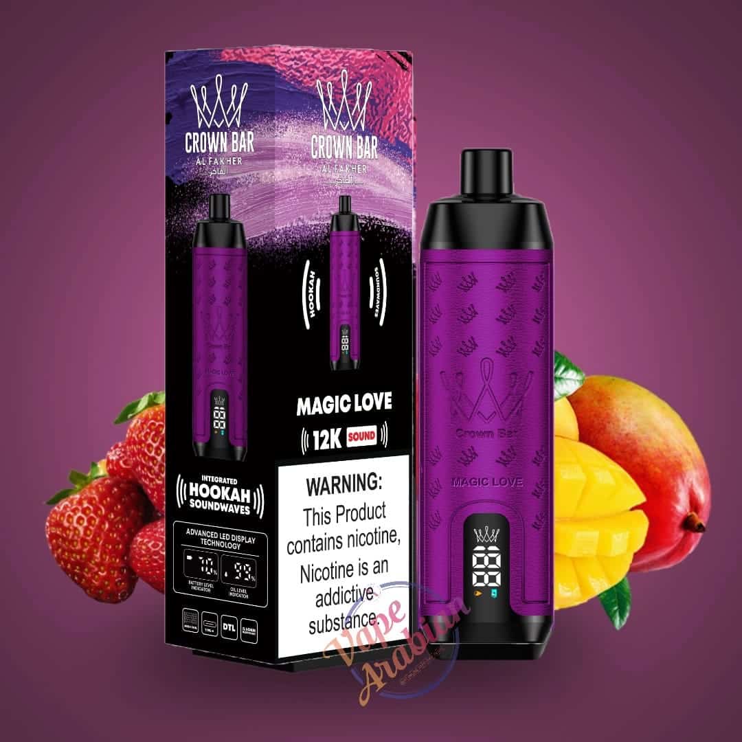 Al Fakher Crown Bar Shisha DTL 12000 Puffs Disposable Vape With Sound 0.5% 5mg Nic 9 Flavors