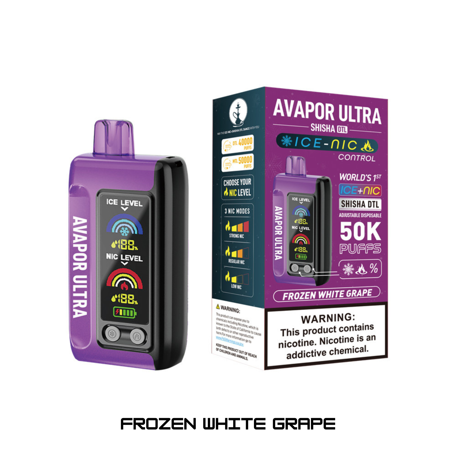 Avapor Ultra Geek Bomb 60000 Puffs Ice & Nic Control Disposable Vape 5% 50mg NIC