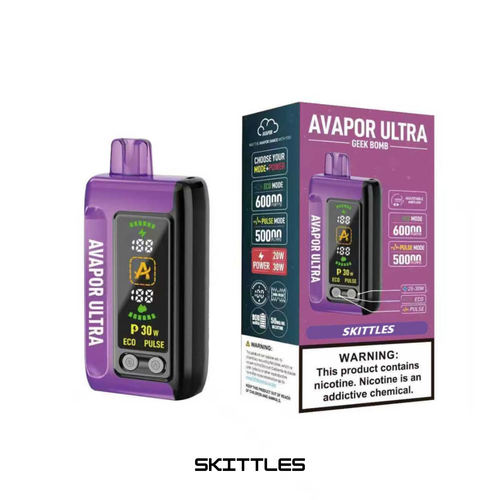 Avapor Ultra Geek Bomb 60000 Puffs Ice & Nic Control Disposable Vape 5% 50mg NIC