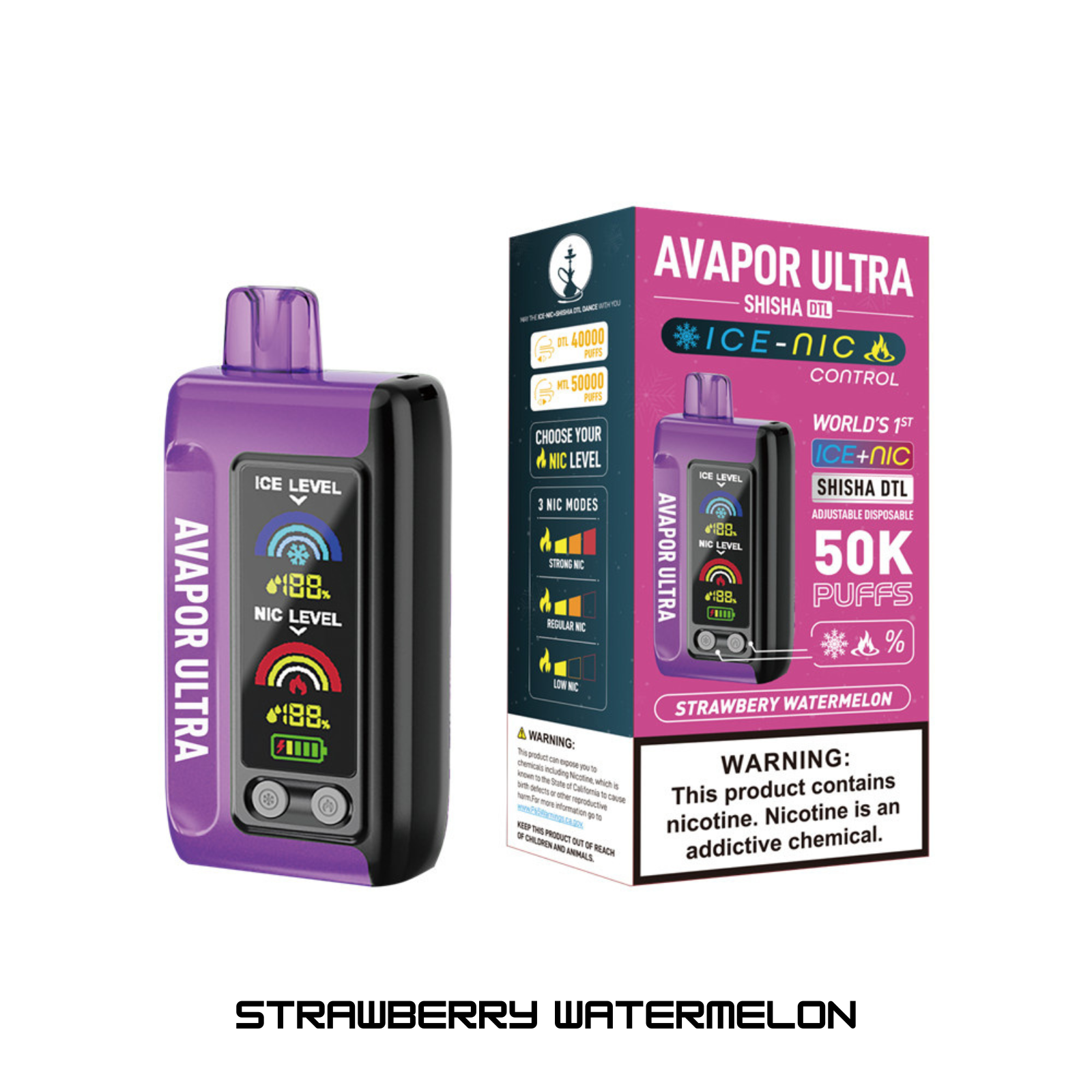 Avapor Ultra Geek Bomb 60000 Puffs Ice & Nic Control Disposable Vape 5% 50mg NIC