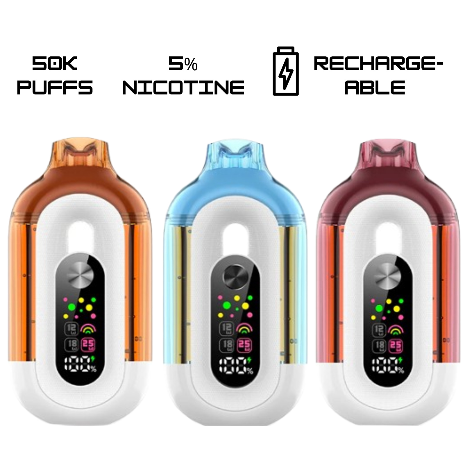 Bounce Turbo 50000 Puffs Triple Wattage & LED Display Disposable Vape 5% 50mg NIC