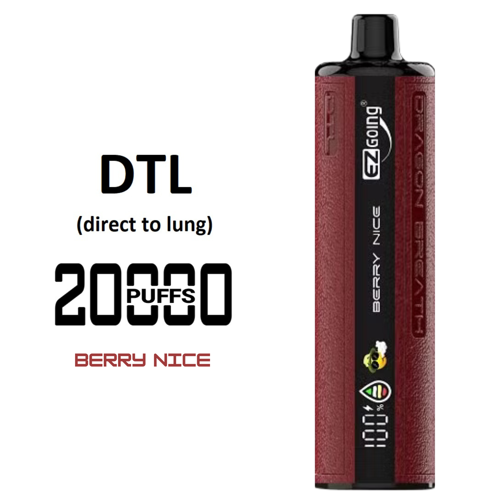 EZ GOING DTL Shisha Hookah 20000 Puffs Adjustable Airflow Disposable Vape 0.5% 5mg NIC