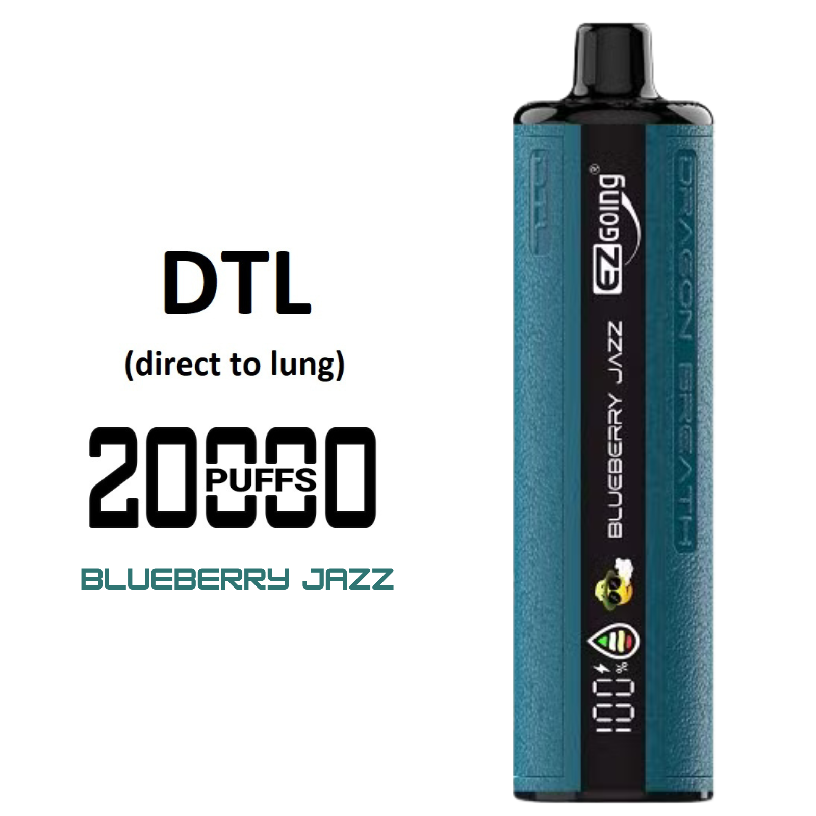 EZ GOING DTL Shisha Hookah 20000 Puffs Adjustable Airflow Disposable Vape 0.5% 5mg NIC