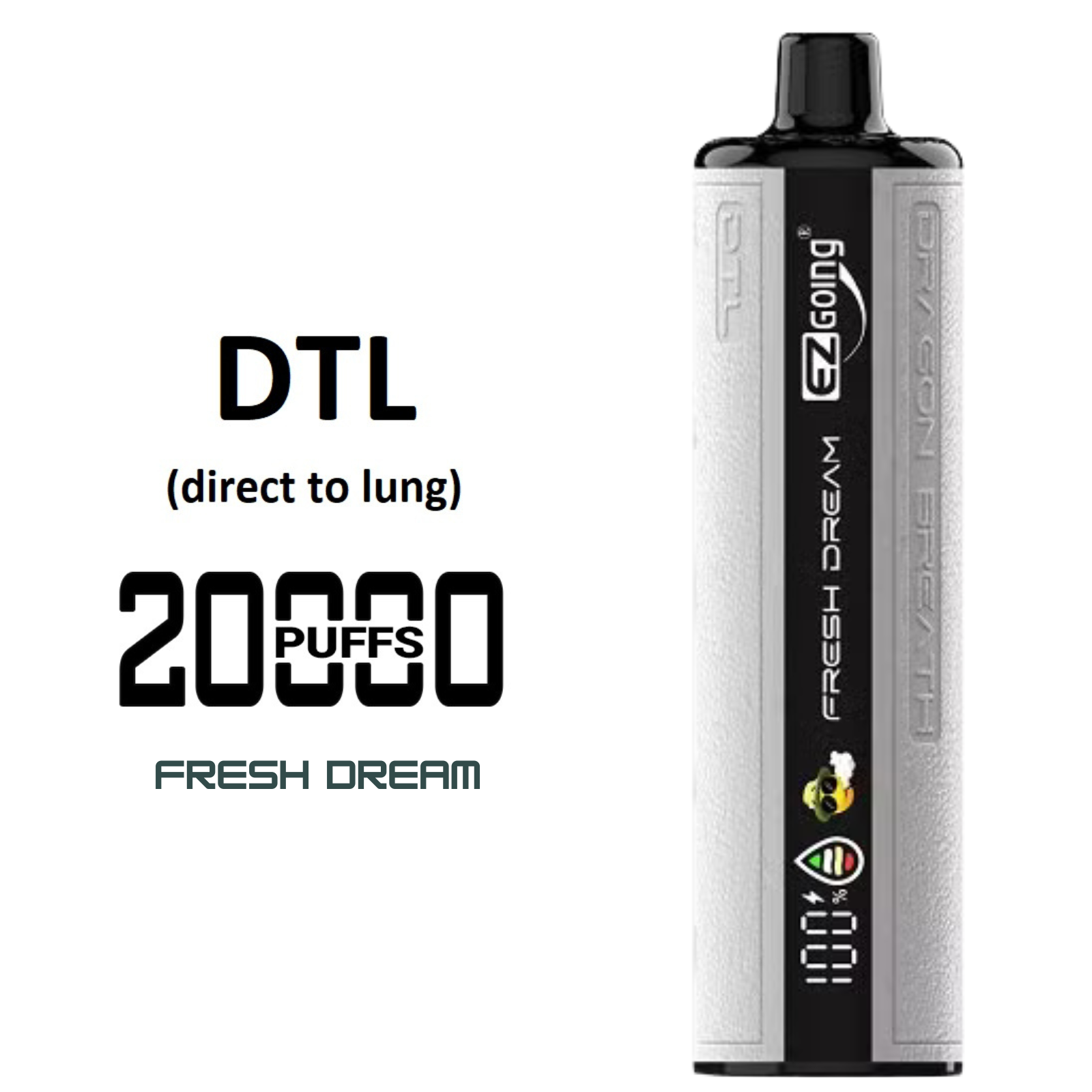 EZ GOING DTL Shisha Hookah 20000 Puffs Adjustable Airflow Disposable Vape 0.5% 5mg NIC
