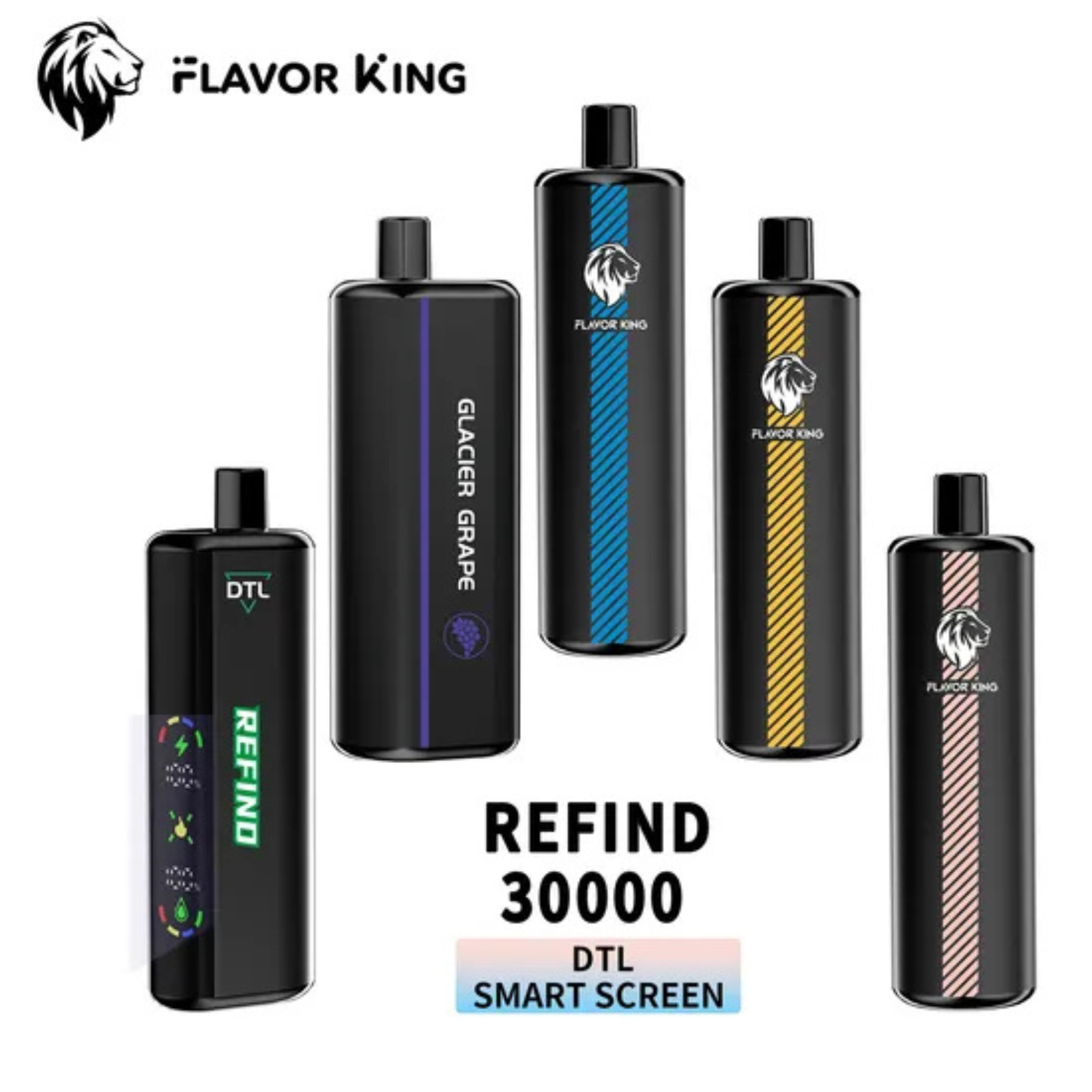 Flavor King Refind DTL Shisha Hookah 30000 Puffs Adjustable Airflow Disposable Vape 0.5% 5mg NIC