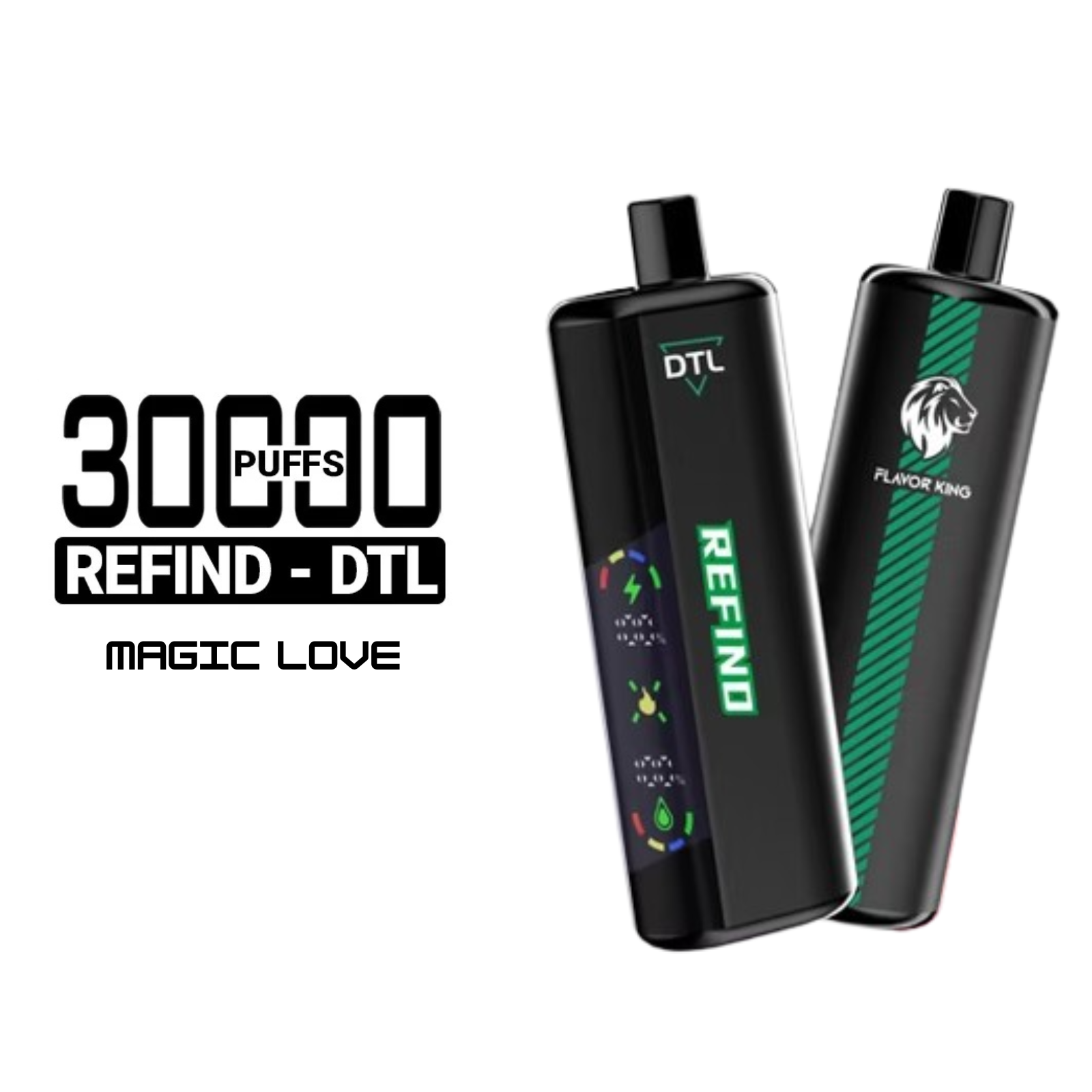 Flavor King Refind DTL Shisha Hookah 30000 Puffs Adjustable Airflow Disposable Vape 0.5% 5mg NIC
