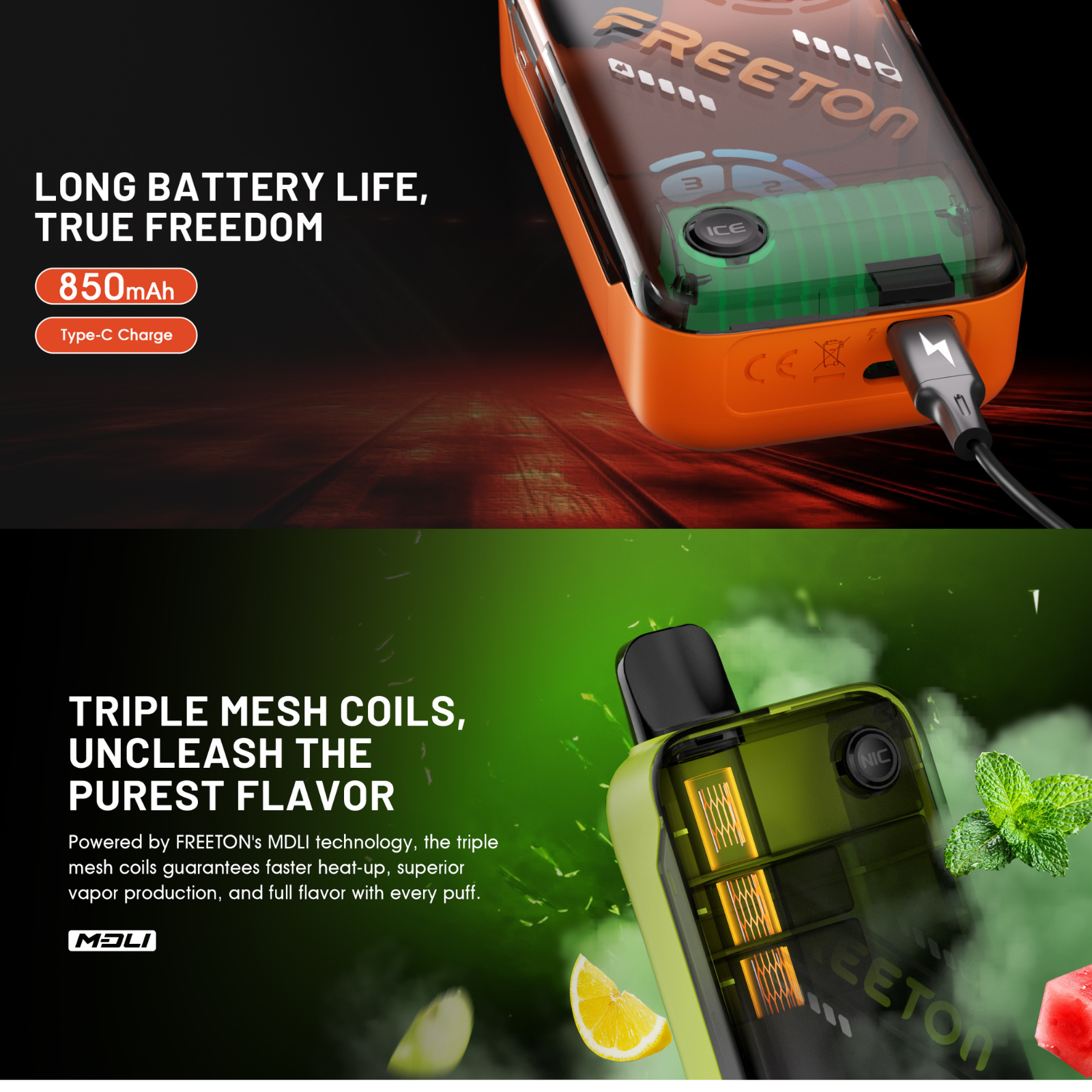 Freeton NXICE 55000 puffs 18-level Nicotine and Ice Control disposable vape 2% 20mg NIC