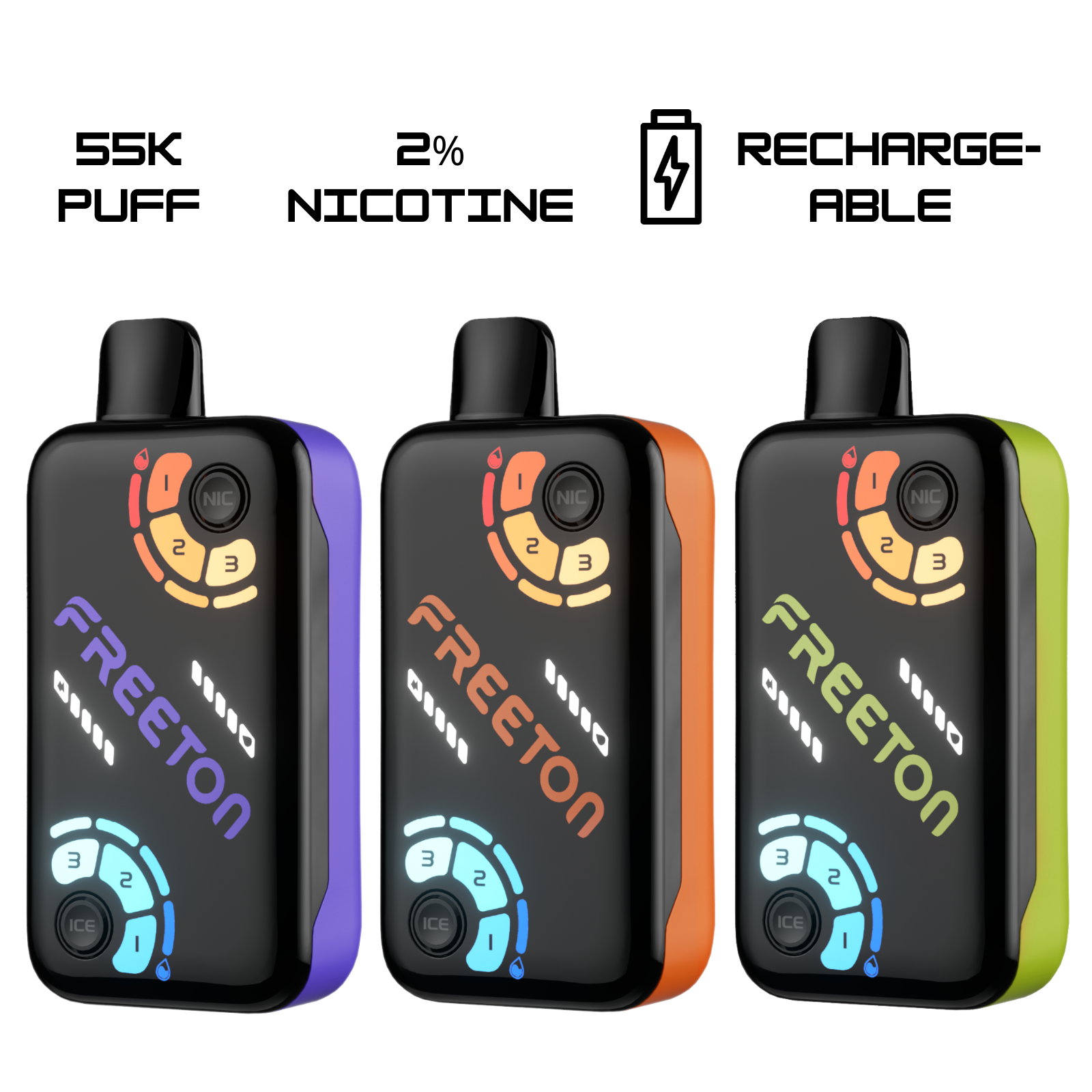 Freeton NXICE 55000 puffs 18-level Nicotine and Ice Control disposable vape 2% 20mg NIC