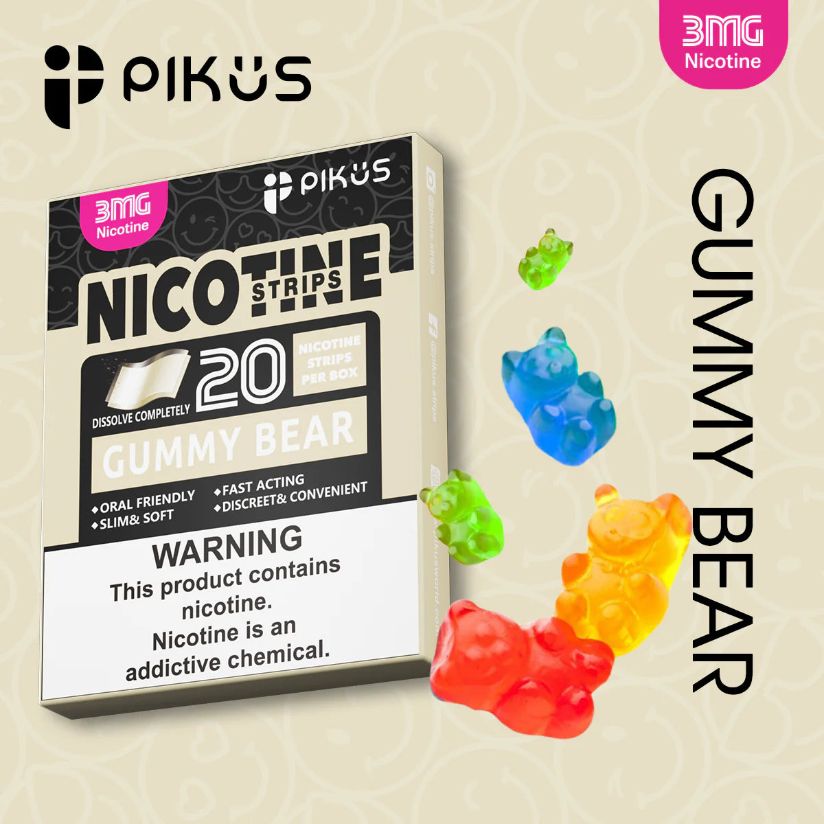 Pikus Nicotine Strips 2MG / 3MG Oral Film Fast, Clean & Effective