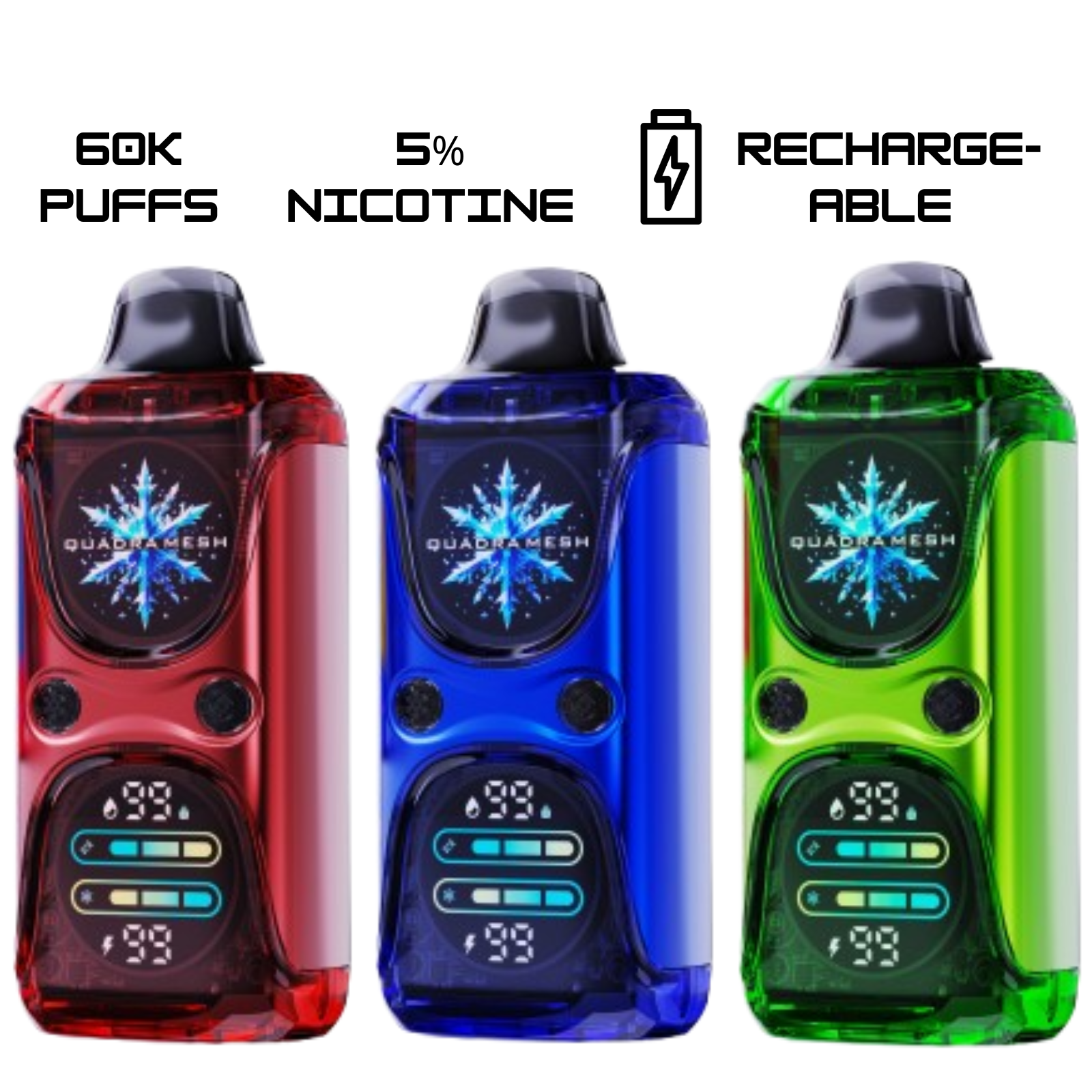 KEYSTONE Tweak Geek 60000 Puffs Adjustable Coolness & Sweetness Quadra Mesh Disposable Vape 5% 50mg NIC
