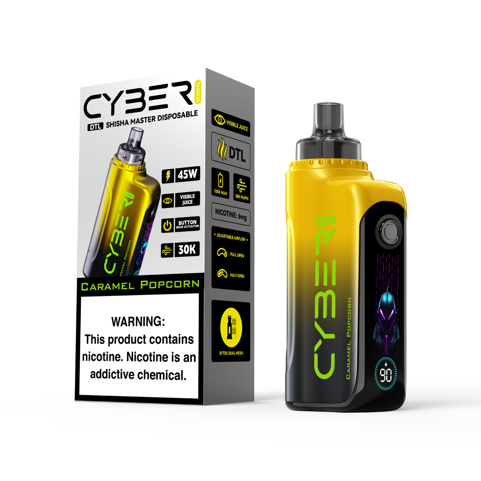 Keystone Cyber DTL Hookah Shisha 30000 Puffs Dynamic Screen Disposable Vape  1% 10mg NIC