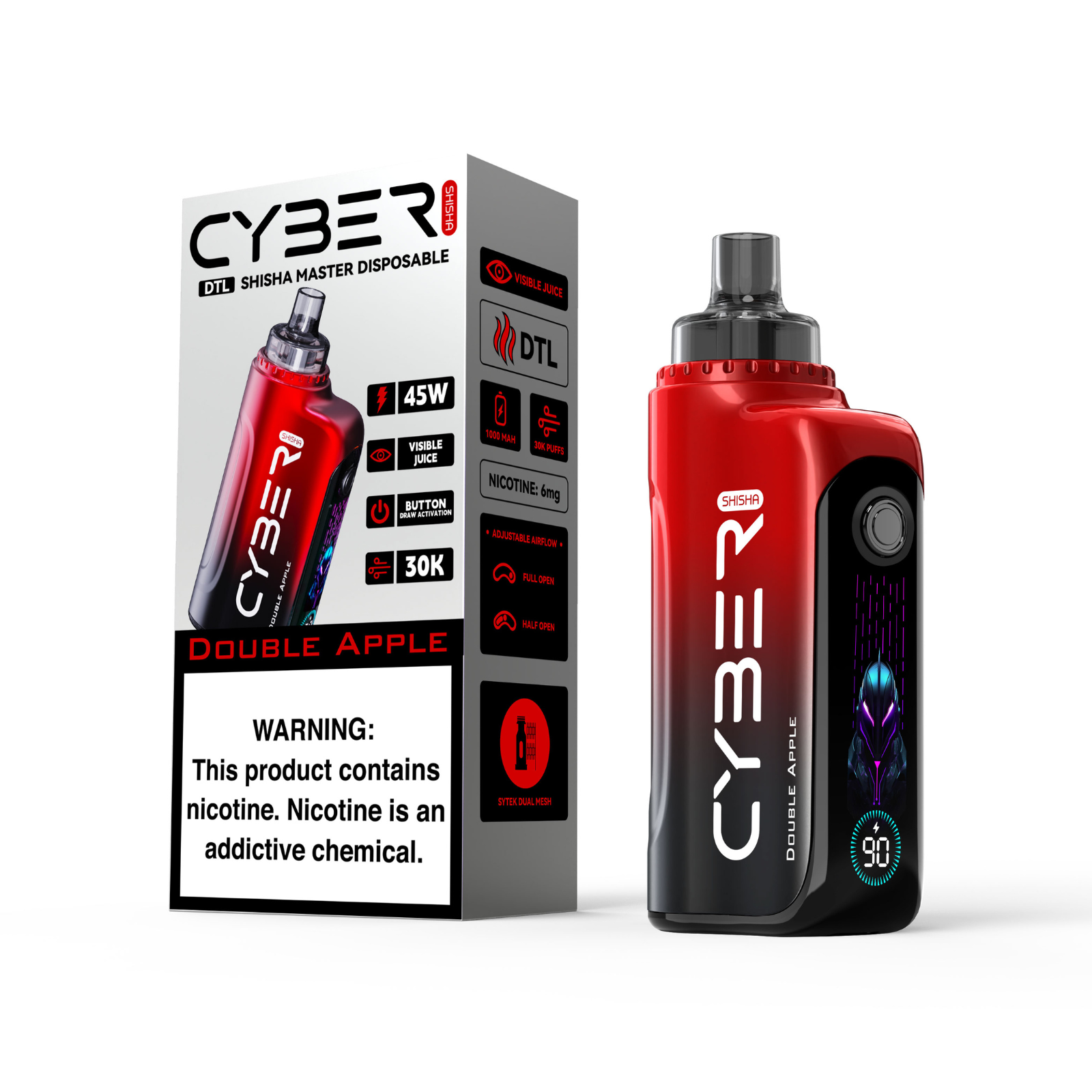 Keystone Cyber DTL Hookah Shisha 30000 Puffs Dynamic Screen Disposable Vape  1% 10mg NIC