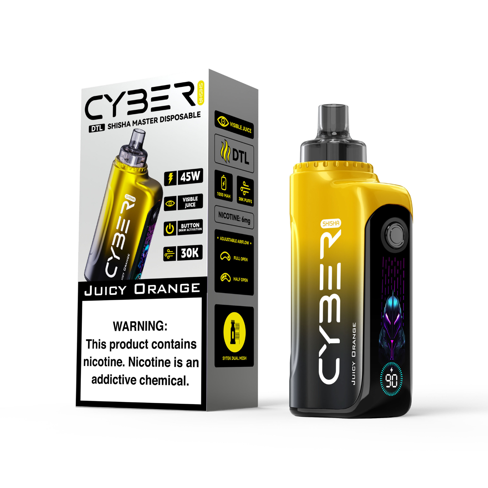 Keystone Cyber DTL Hookah Shisha 30000 Puffs Dynamic Screen Disposable Vape  1% 10mg NIC