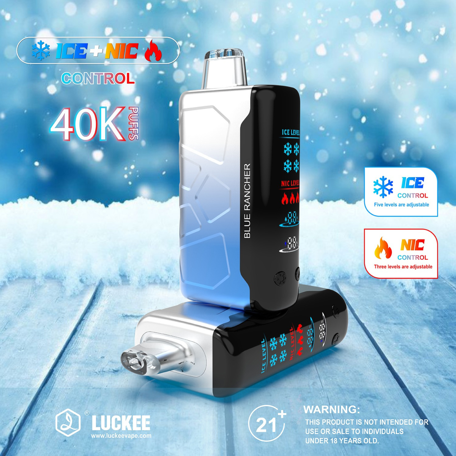 Luckee IC 40000 Puffs Adjustable Ice and Nic Control Disposable Vape 5% 50mg NIC