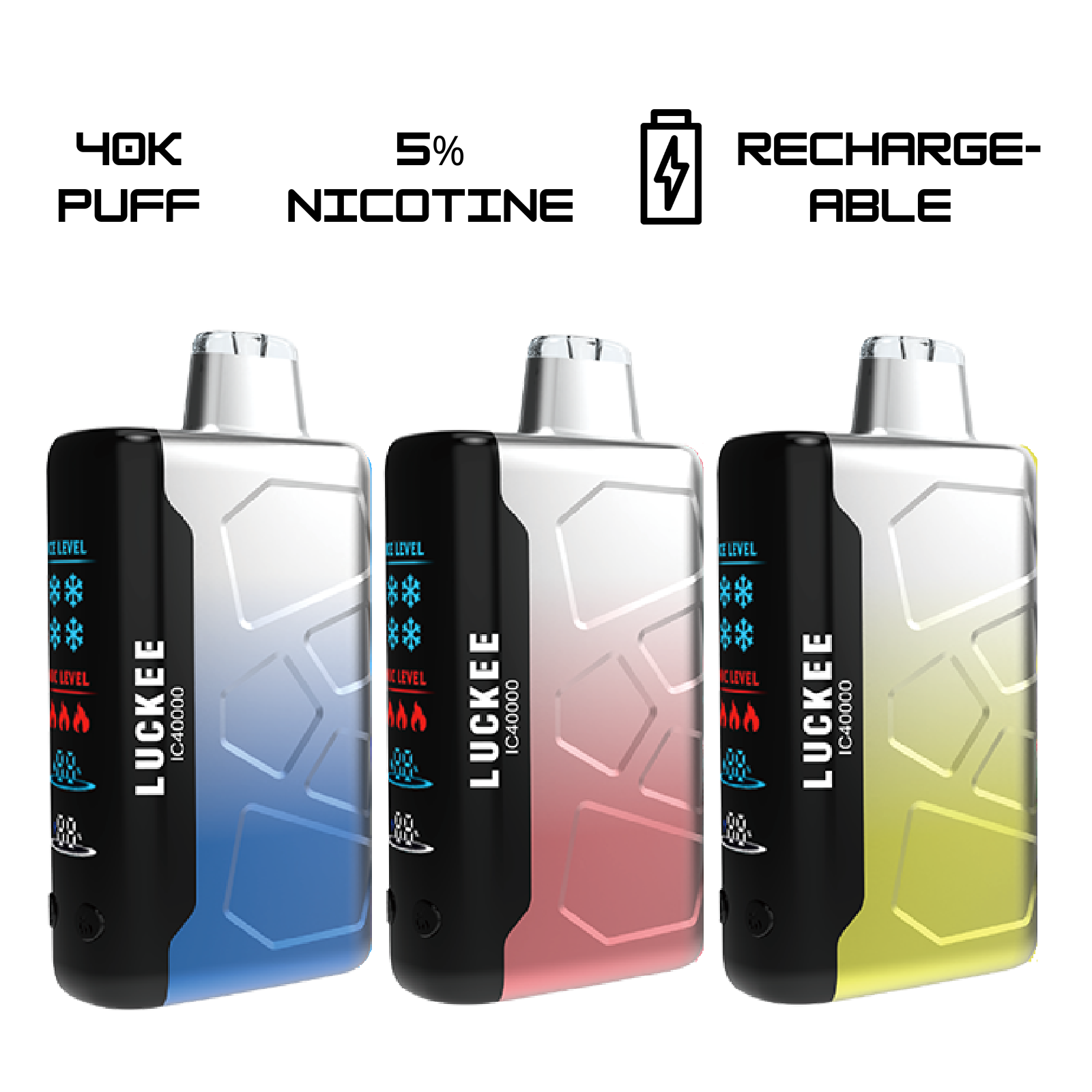 Luckee IC 40000 Puffs Adjustable Ice and Nic Control Disposable Vape 5% 50mg NIC
