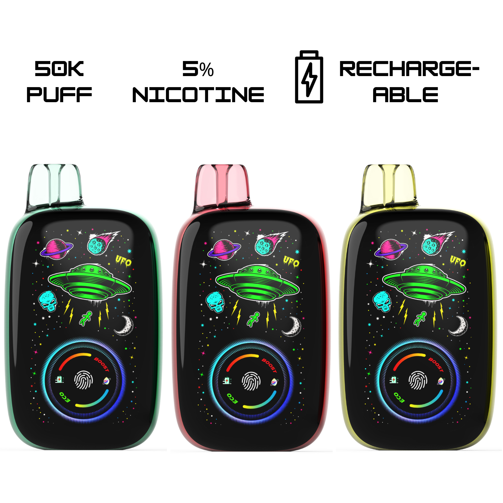 Mr.Goodie 50000 Puffs Adjustable Ice, Mirror Display Dual Mode Disposable Vape 5% 50mg NIC