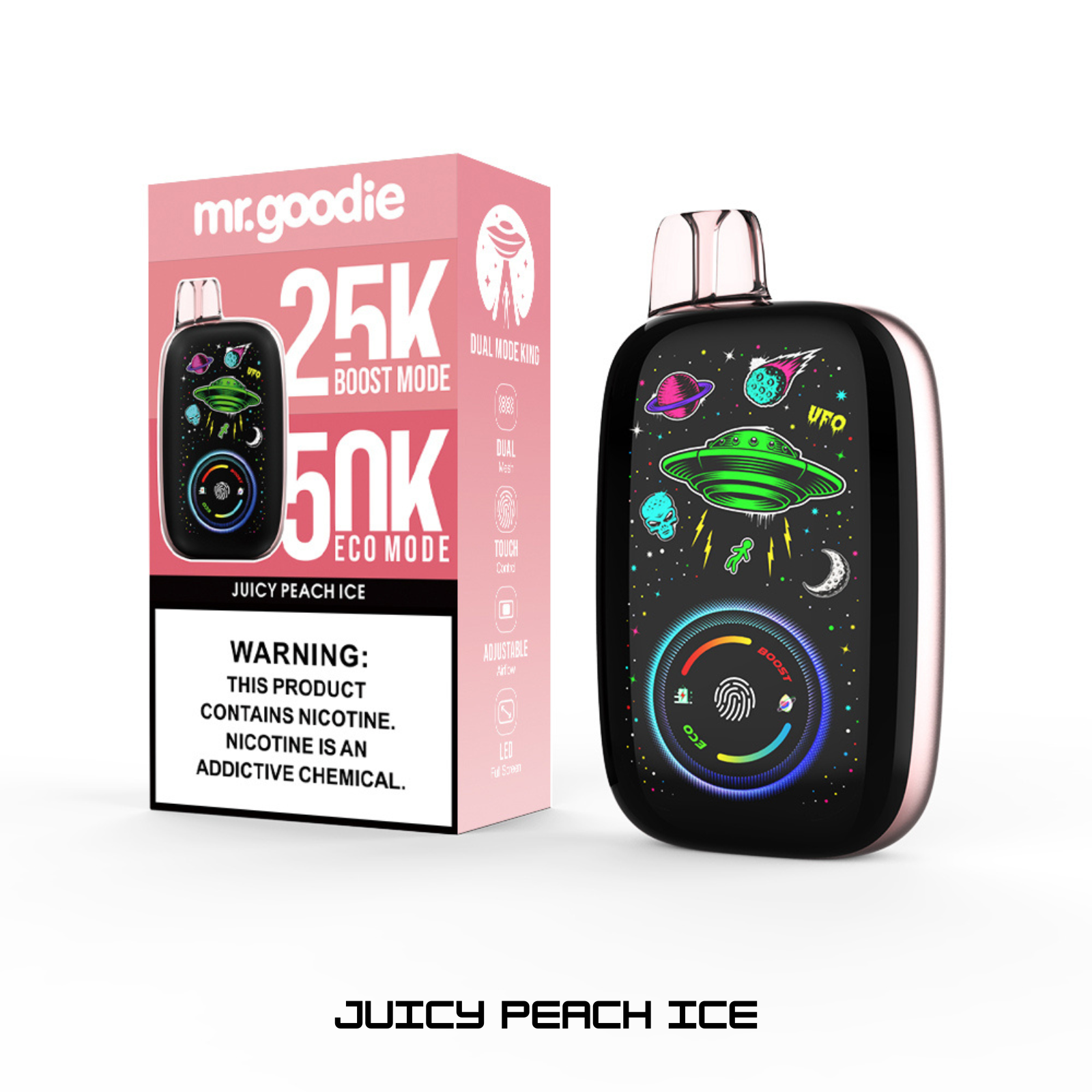 Mr.Goodie 50000 Puffs Adjustable Ice, Mirror Display Dual Mode Disposable Vape 5% 50mg NIC