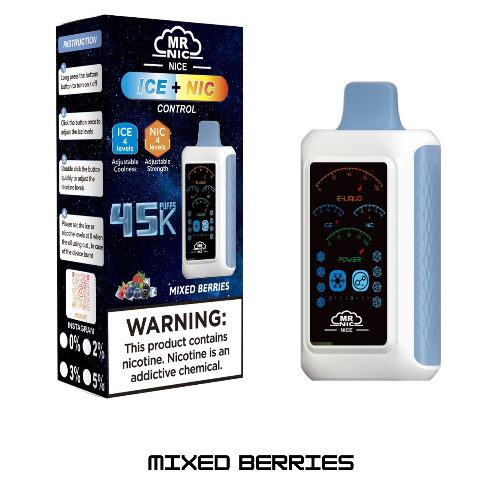 Mr Nic Nice 45000 Puffs Ice+Nic Control Disposable Vape 5% 50mg NIC