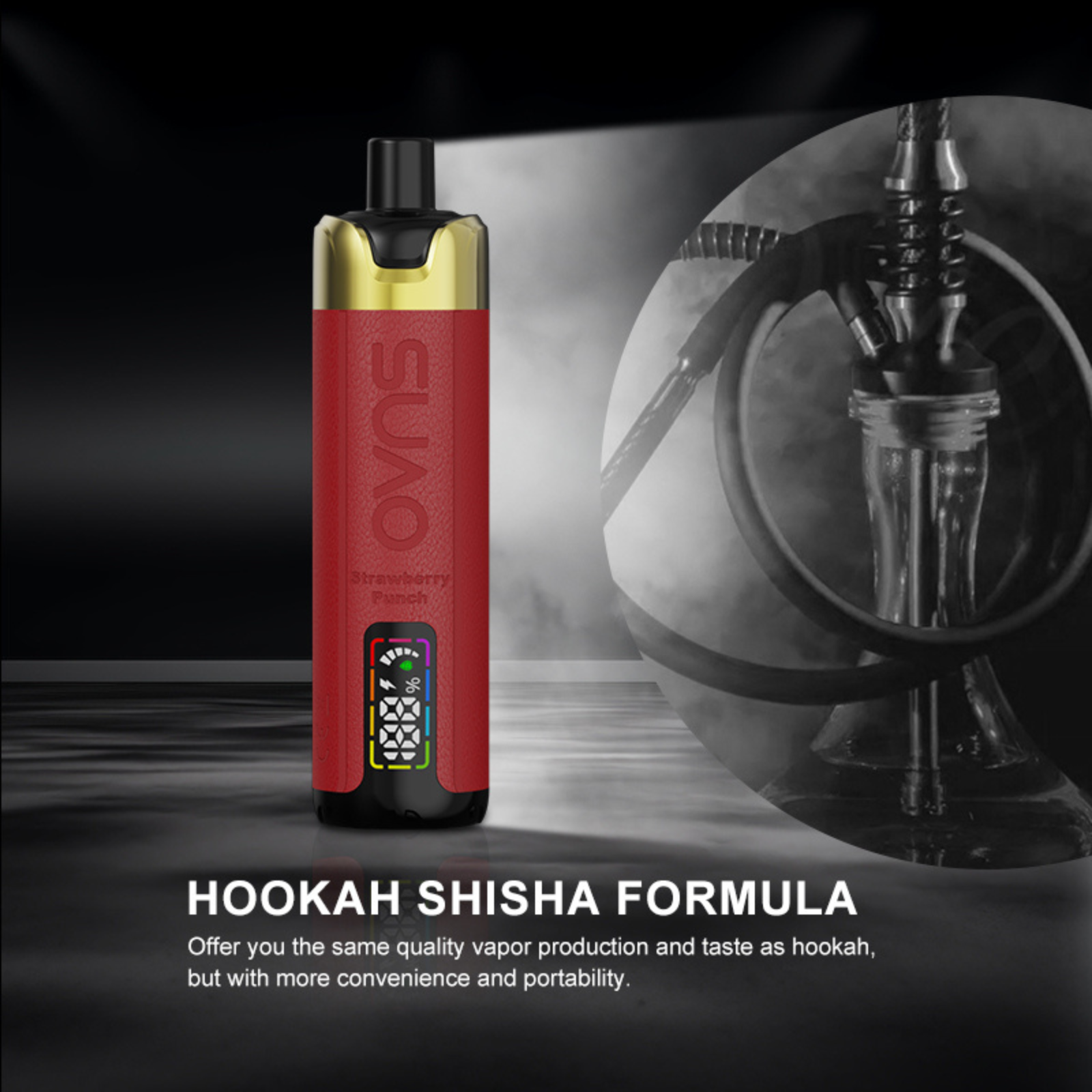 OVNS Golden Crown DTL Shisha Hookah 20000 Puffs Disposable Vape Dual Digital Screens 0.5% 5mg NIC