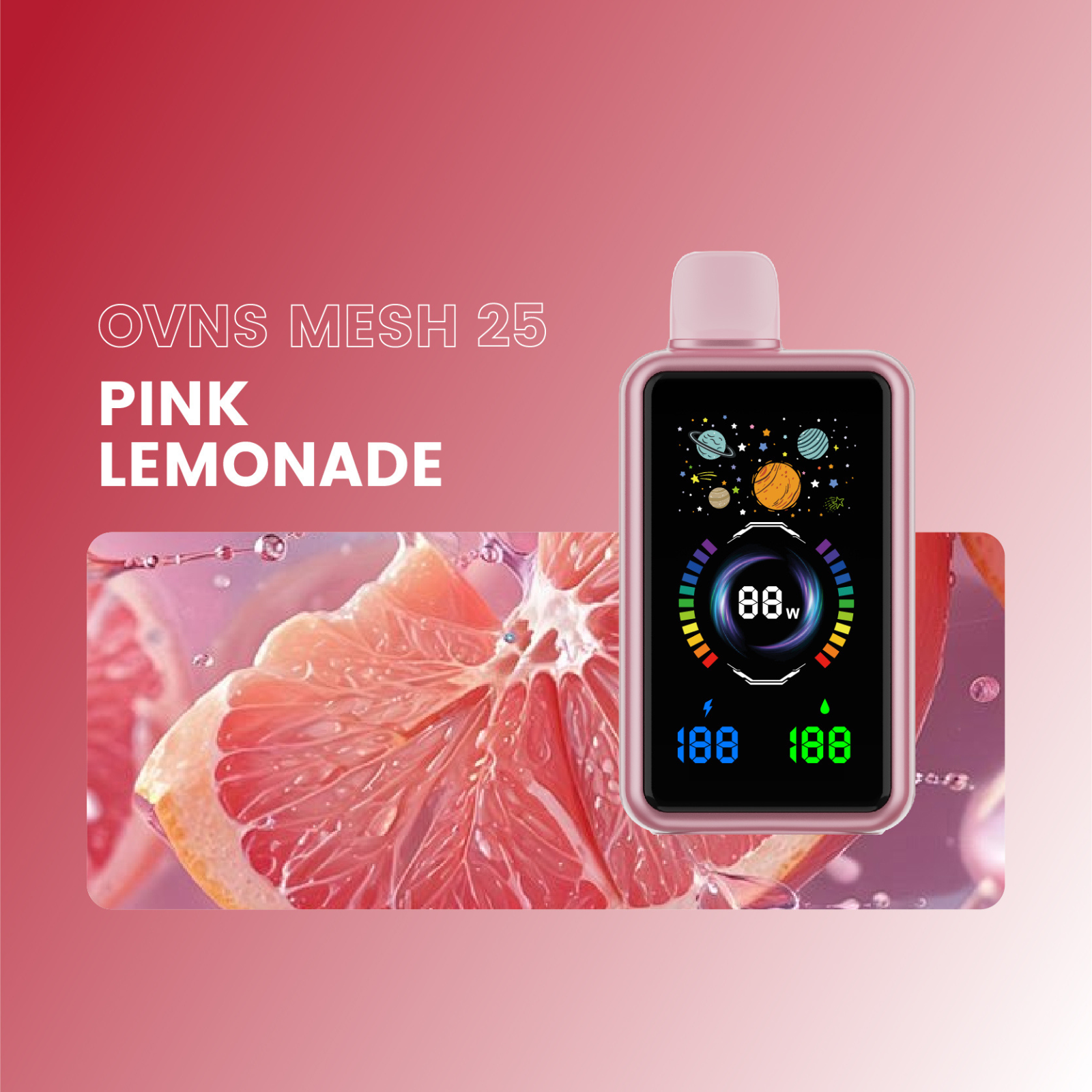 OVNS MESH 30000 Puffs Adjustable Airflow, OLED Screen, Dual Mesh Coil Disposable Vape 5% NIC