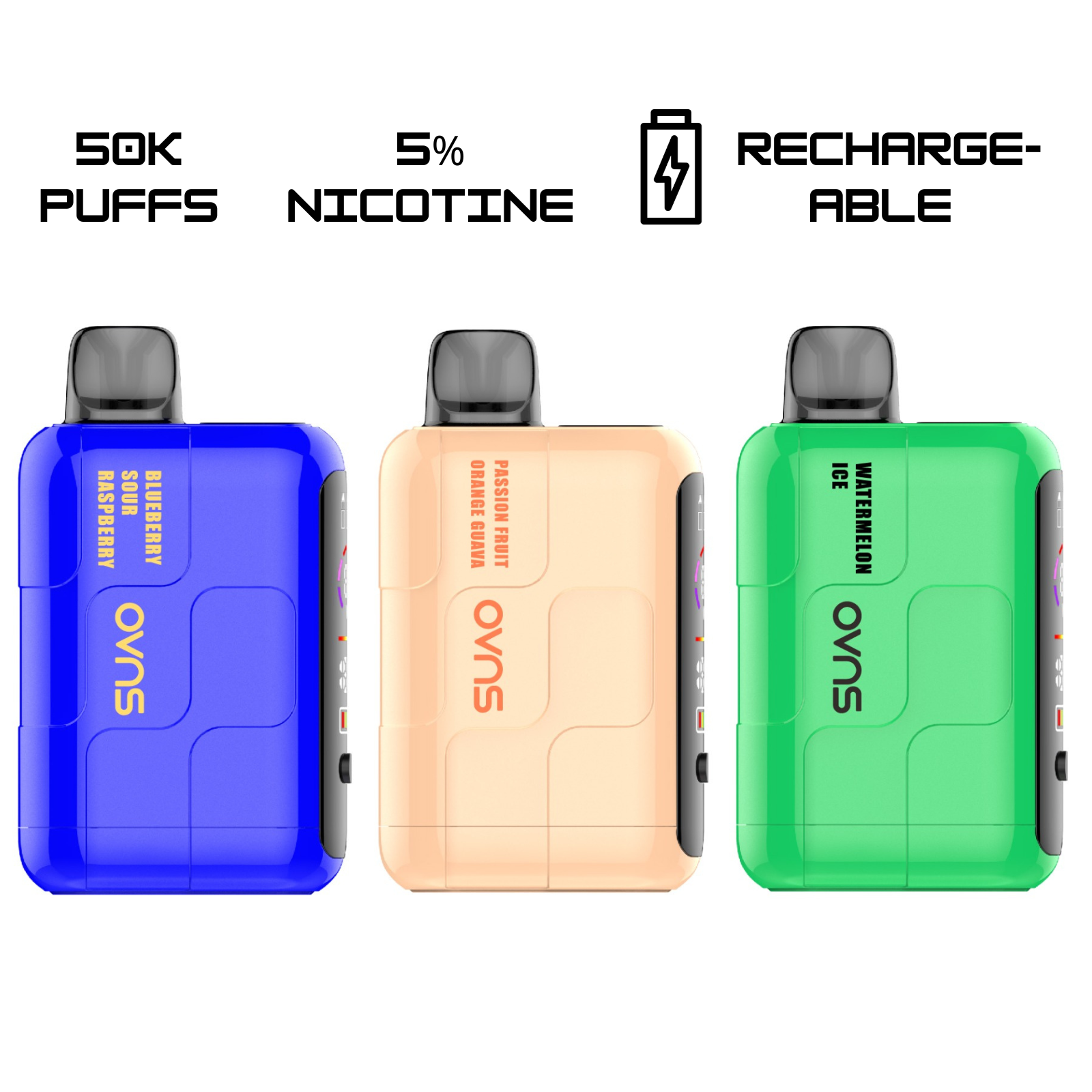 OVNS Refillable 50000 Puffs Disposable Vape 5% 50mg Nic