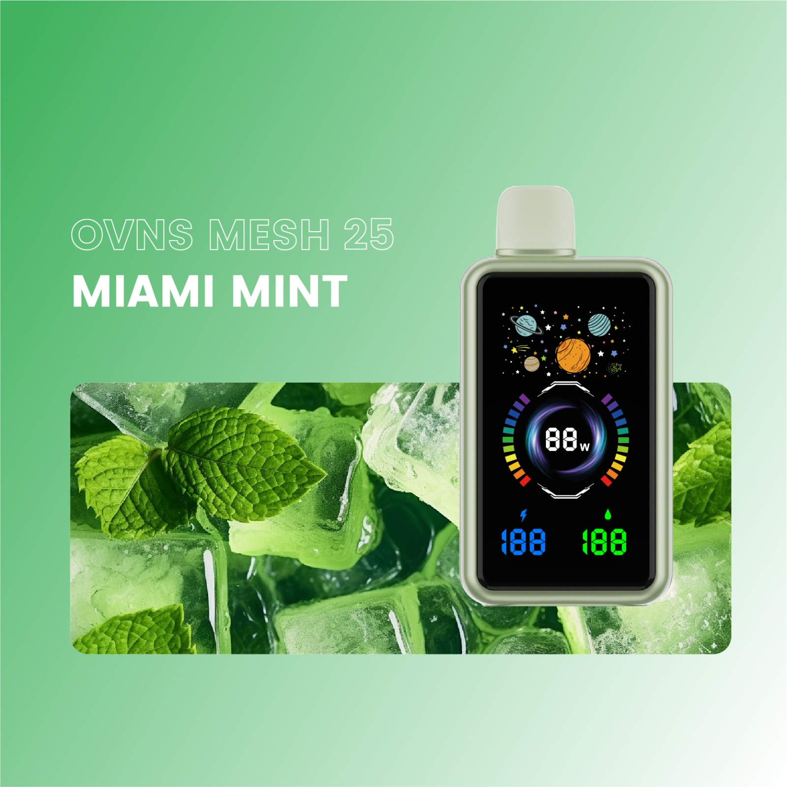 OVNS MESH 30000 Puffs Adjustable Airflow, OLED Screen, Dual Mesh Coil Disposable Vape 5% NIC