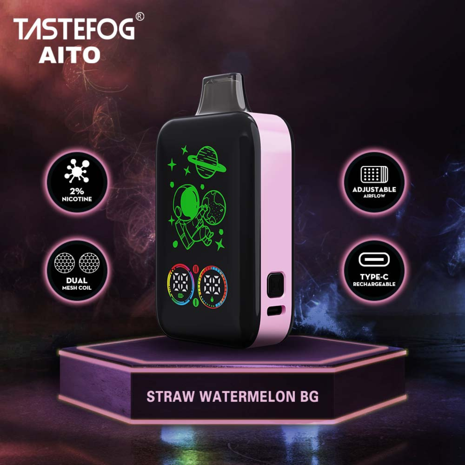 Tastefog AITO 25000 Puffs Smart & Boost Mode Disposable Vape  2% 20mg NIC