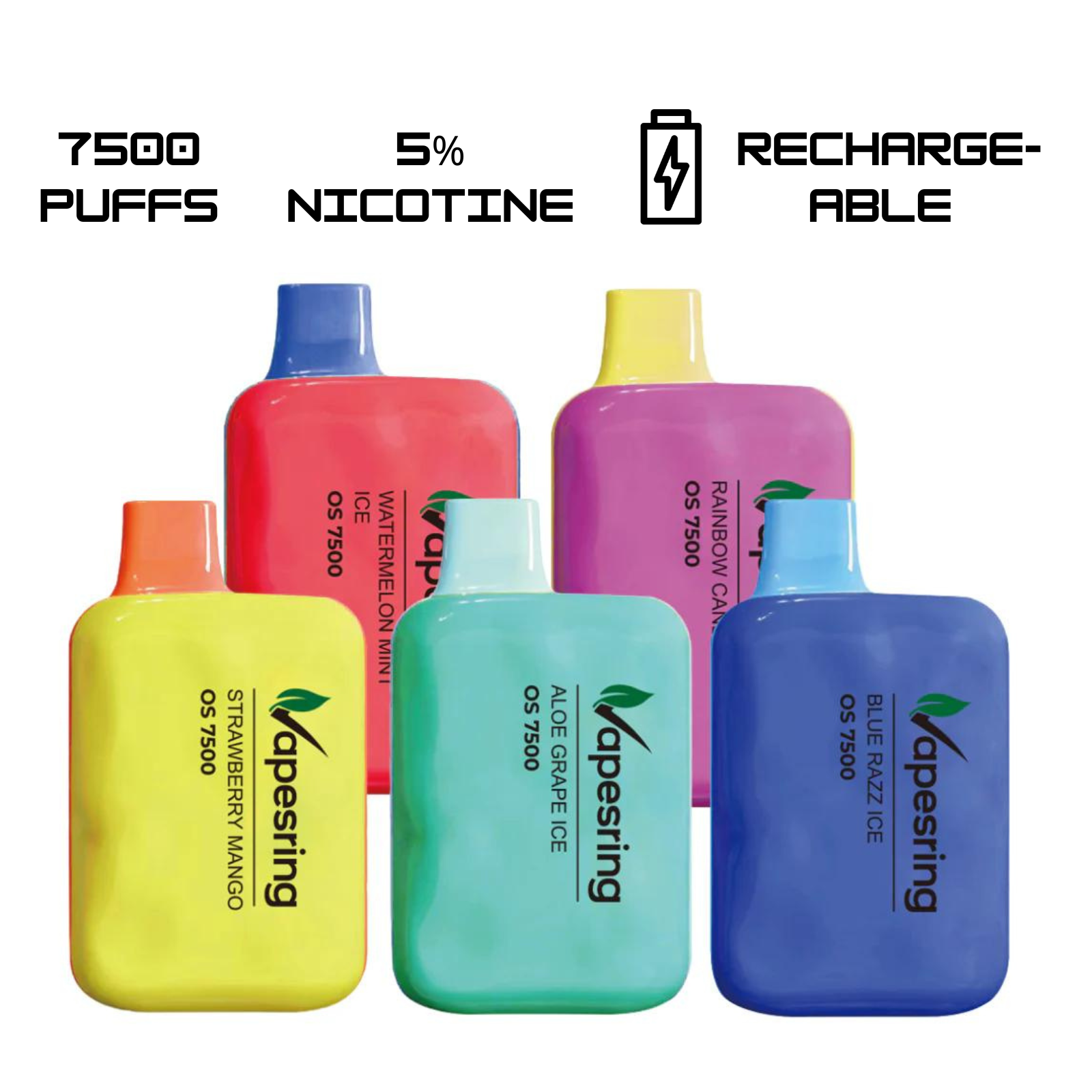 Vapesring OS7500 Disposable Vape 7500 Puffs 5% 50mg Nic