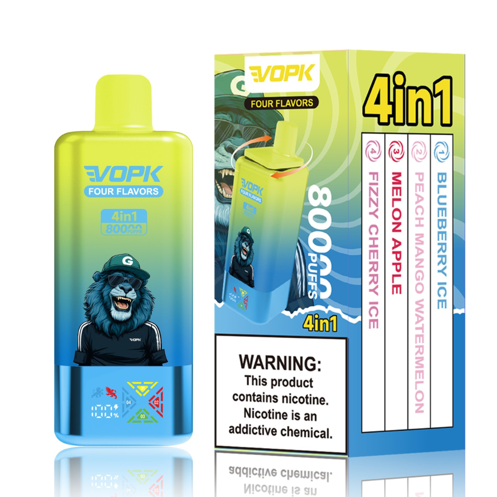 VOPK ULTRA 4-in-1 80,000 Puffs LED Display Disposable Vape 5% 50mg NIC