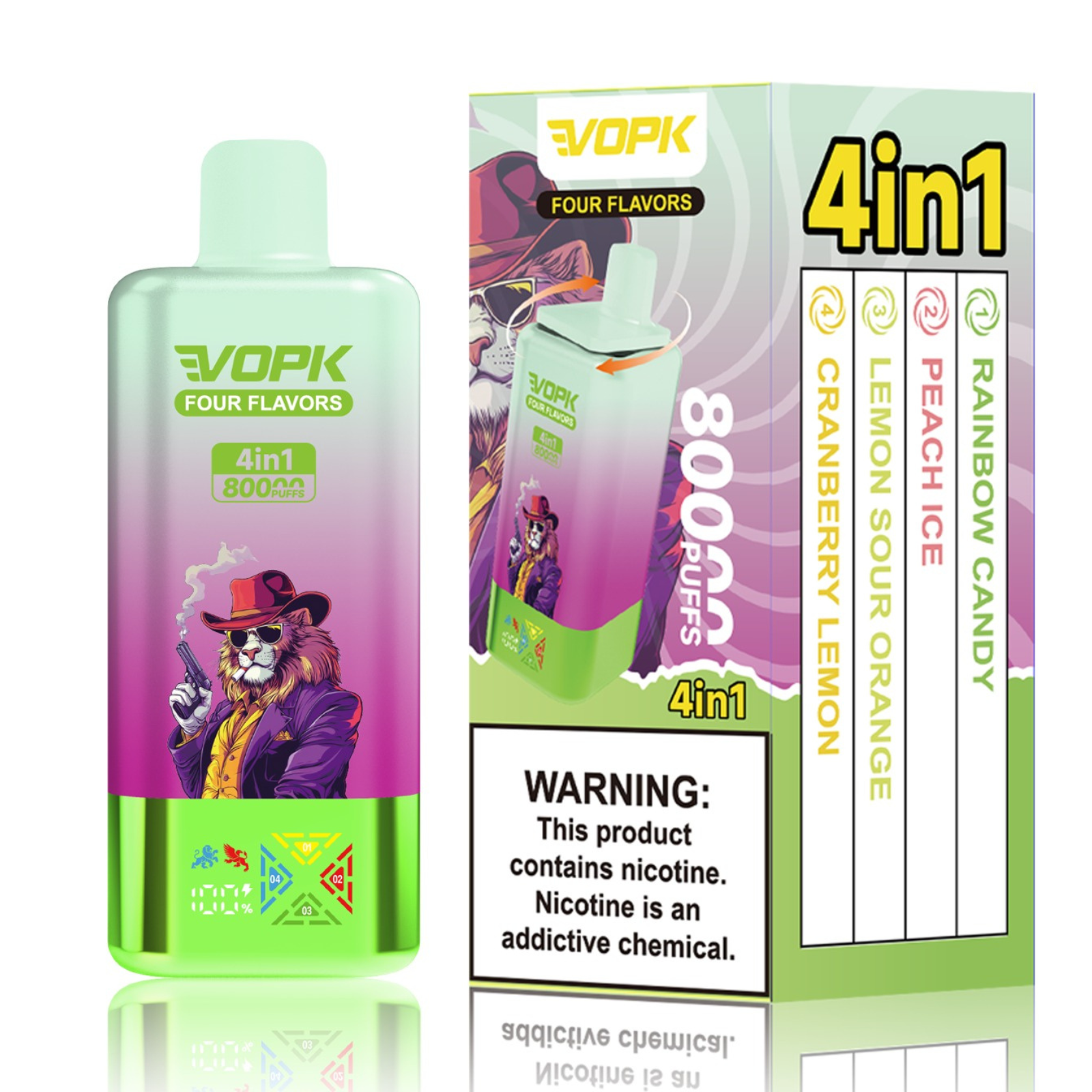 VOPK Ultra 4-in-1 80000 Puffs LED 5% NIC Disposable Vape UAE